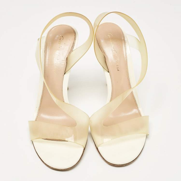 Pre Owned Gianvito Rossi Transparent PVC Metropolis Ankle Strap Sandals Size 37