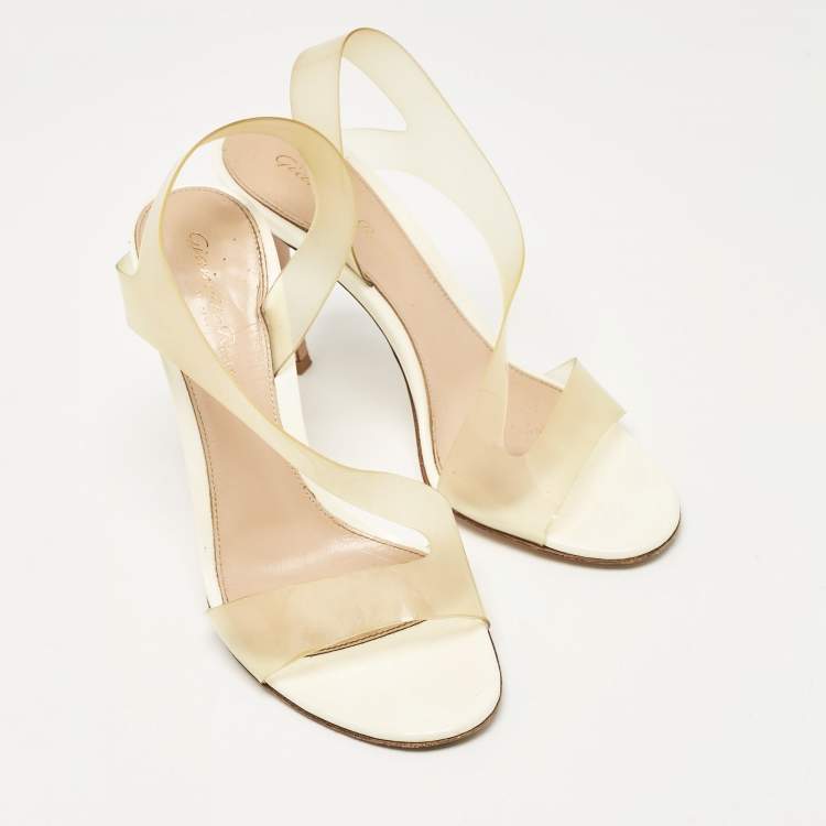 Pre Owned Gianvito Rossi Transparent PVC Metropolis Ankle Strap Sandals Size 37