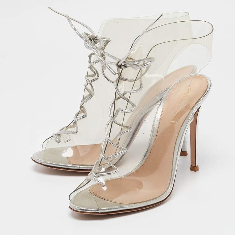 Pre Owned Gianvito Rossi Transparent PVC Helmut Ankle Length Boots Size 38
