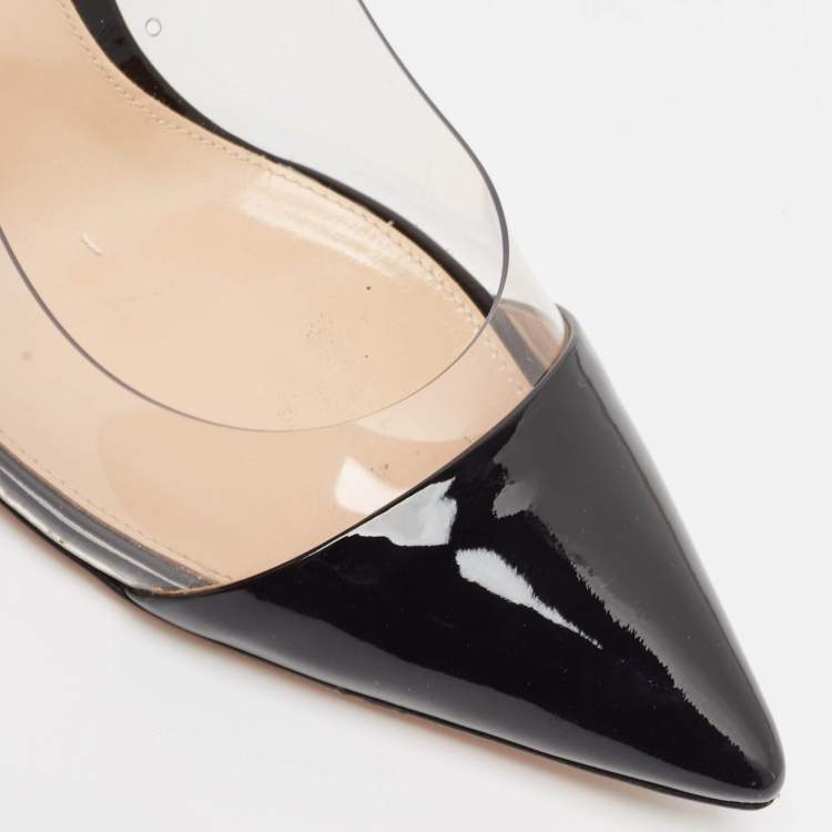 Pre Owned Gianvito Rossi Black Patent Leather and PVC Plexi Pumps Size 41