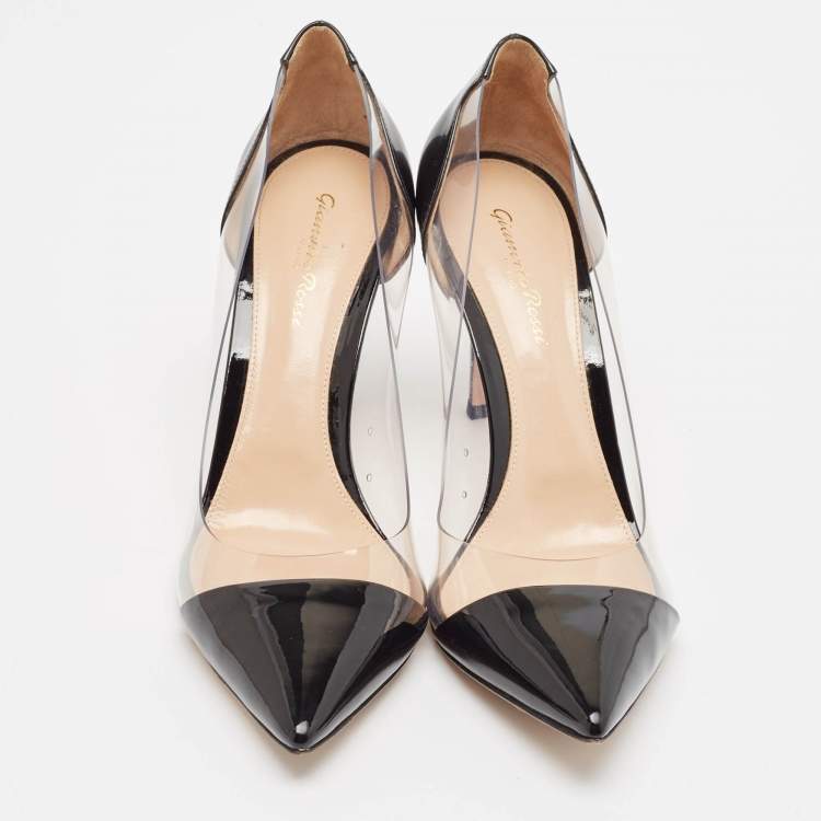 Pre Owned Gianvito Rossi Black Patent Leather and PVC Plexi Pumps Size 41