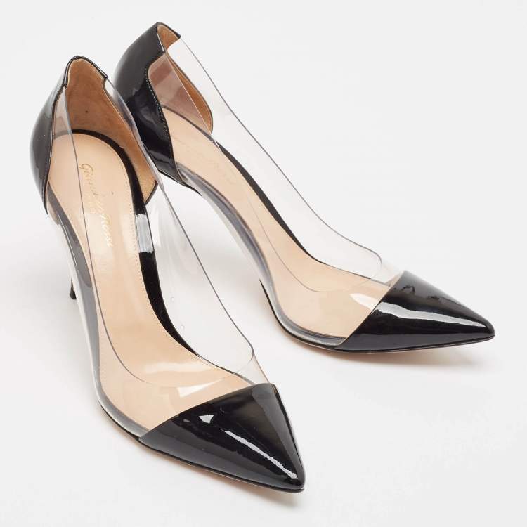 Pre Owned Gianvito Rossi Black Patent Leather and PVC Plexi Pumps Size 41
