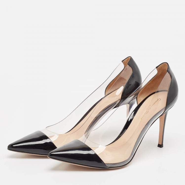 Pre Owned Gianvito Rossi Black Patent Leather and PVC Plexi Pumps Size 41