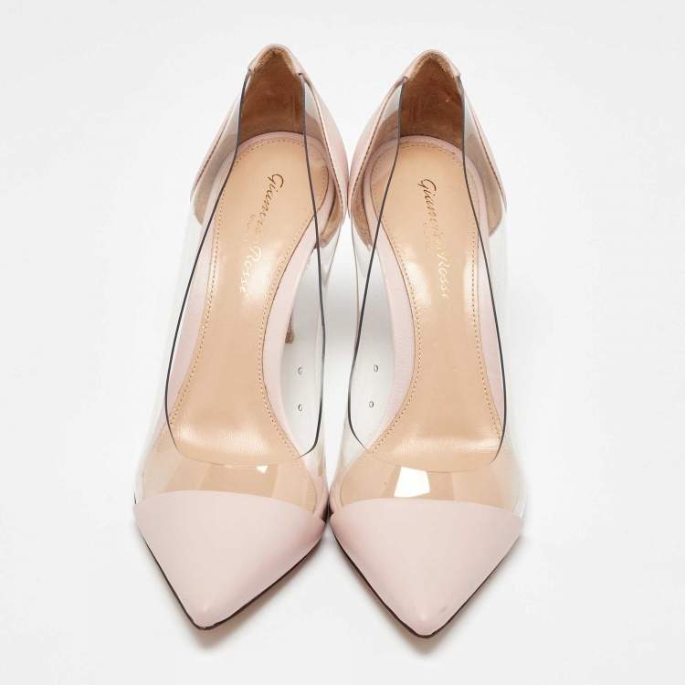 Pre Owned Gianvito Rossi Light Pink Leather and PVC Plexi Pumps Size 36.5