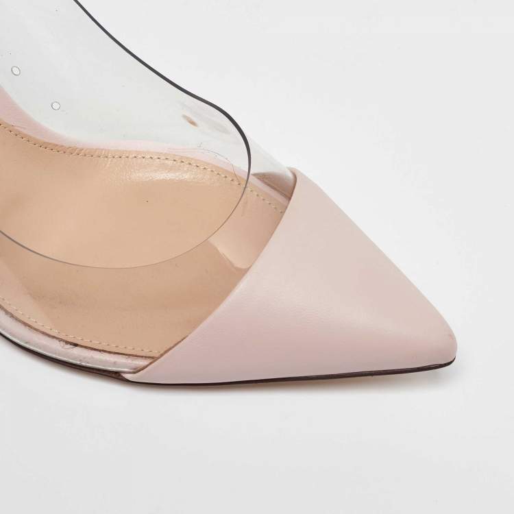 Pre Owned Gianvito Rossi Light Pink Leather and PVC Plexi Pumps Size 36.5