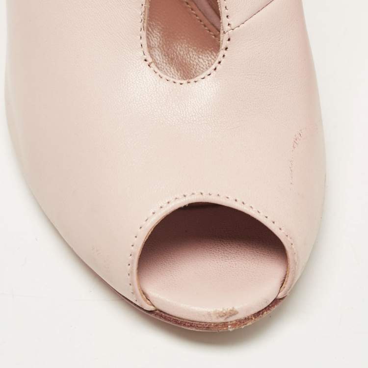 Pre Owned Gianvito Rossi Pink Leather Vamp Booties Size 37