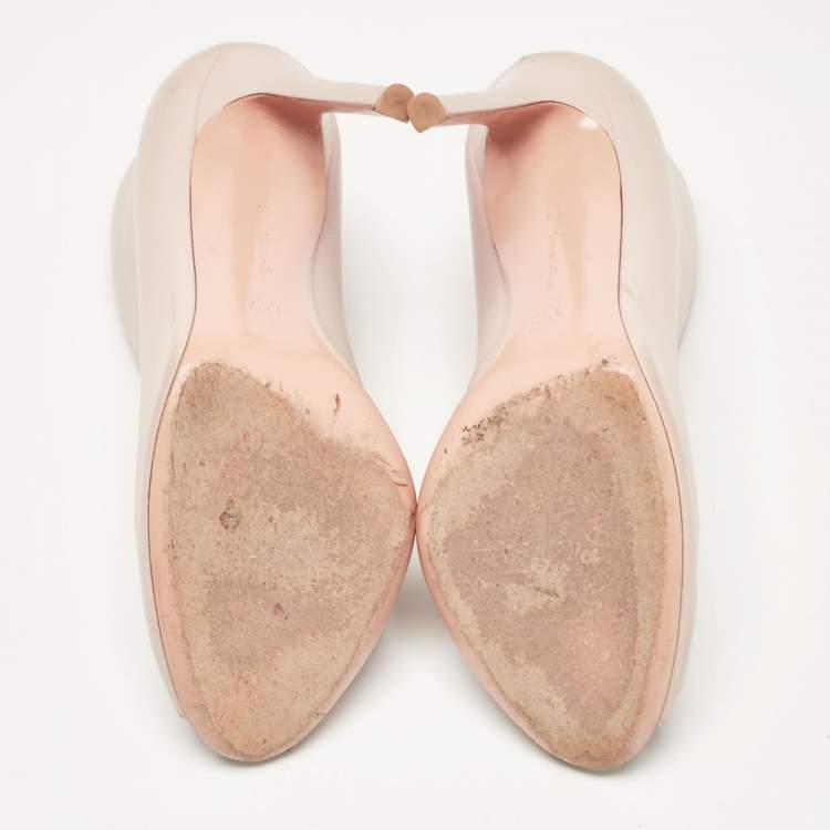 Pre Owned Gianvito Rossi Pink Leather Vamp Booties Size 37