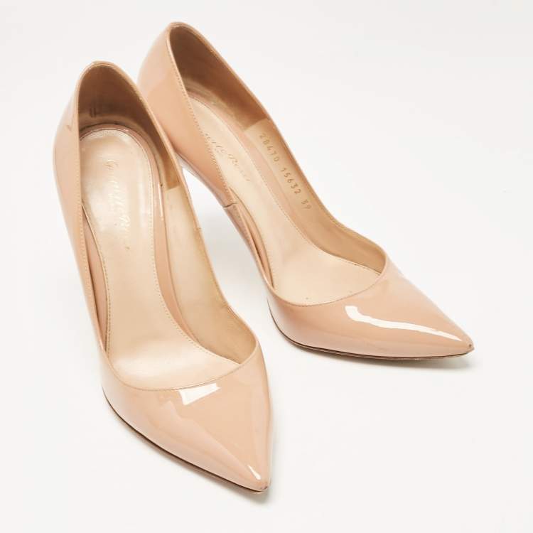 Pre Owned Gianvito Rossi Beige Patent Leather Gianvito Pumps Size 39