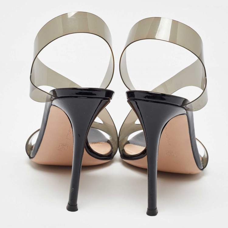Pre Owned Gianvito Rossi Black PVC Metropolis Slingback Sandals Size 40