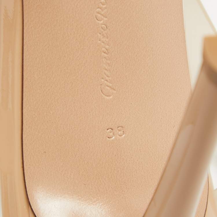 Pre Owned Gianvito Rossi Beige PVC Metropolis Slingback Sandals Size 38