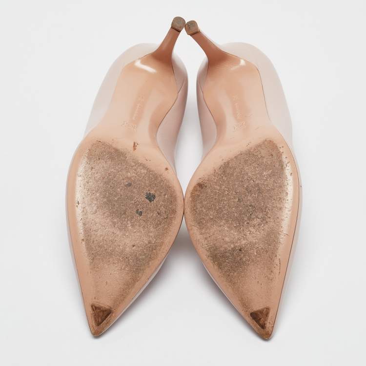 Pre Owned Gianvito Rossi Beige Leather Gianvito 105 Pumps Size 39.5