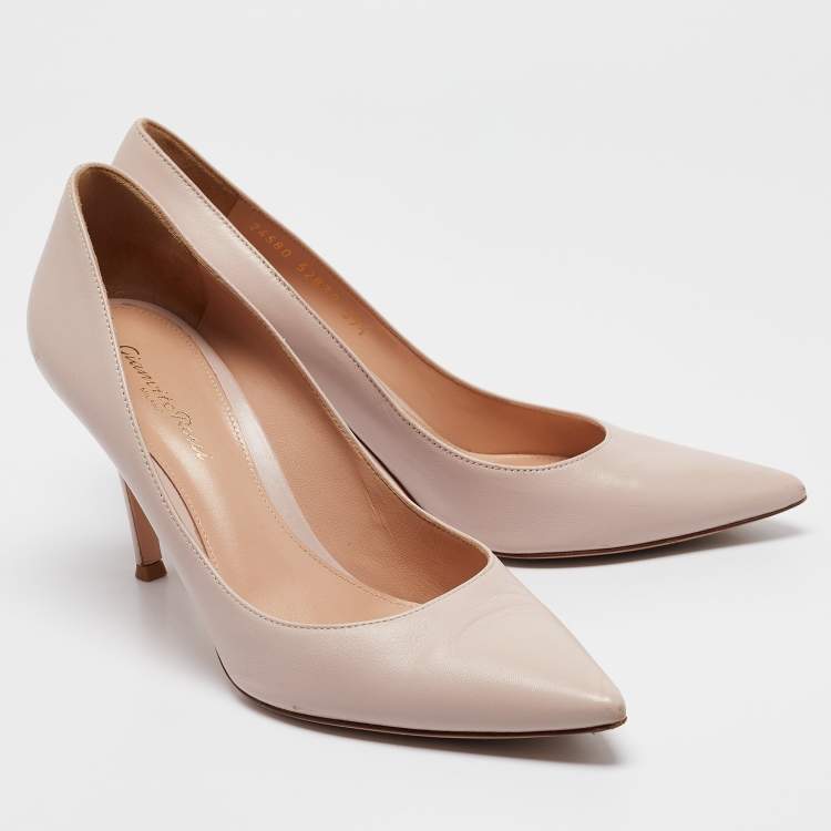 Pre Owned Gianvito Rossi Beige Leather Gianvito 105 Pumps Size 39.5
