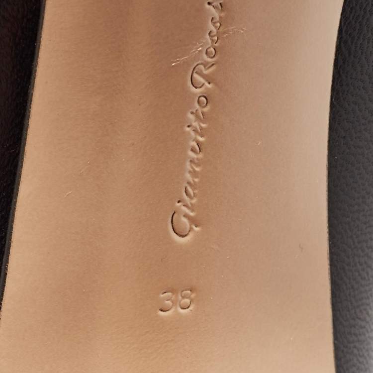 Pre Owned Gianvito Rossi Black Patent Leather Pointed-Toe Over The Knee Boots Size 38