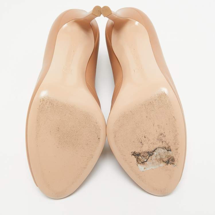 Pre Owned Gianvito Rossi Beige Leather Vamp Booties Size 39