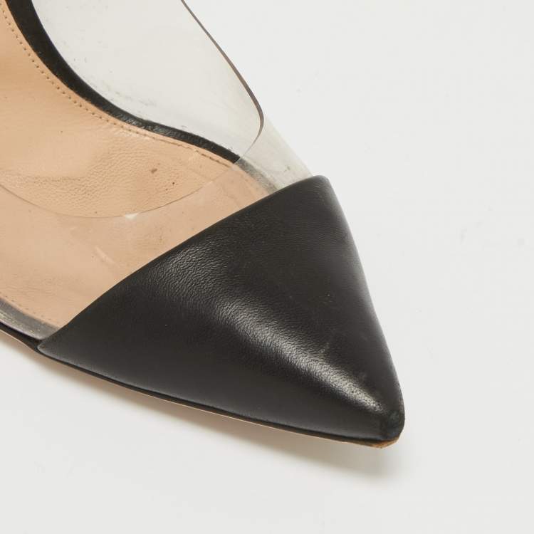 Pre Owned Gianvito Rossi Black Leather and PVC Anise Pumps Size 40.5