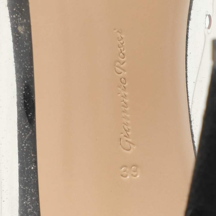 Pre Owned Gianvito Rossi Black PVC and Suede Plexi Pumps Size 39