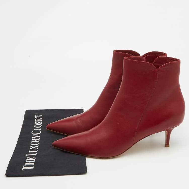 Pre Owned Gianvito Rossi Red Leather Levy 55 Ankle Boots Size 41