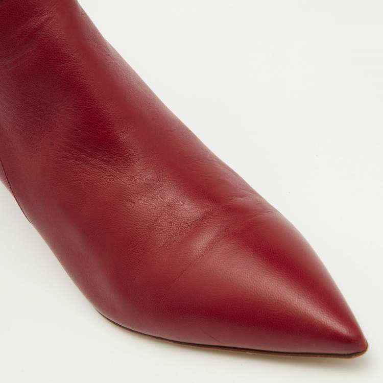 Pre Owned Gianvito Rossi Red Leather Levy 55 Ankle Boots Size 41