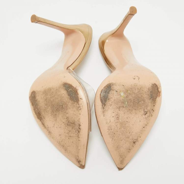 Pre Owned Gianvito Rossi Transparent PVC Elle Slide Sandals Size 37