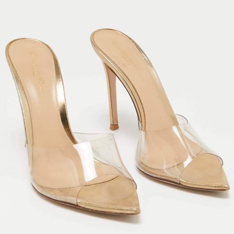 Pre Owned Gianvito Rossi Transparent PVC Elle Slide Sandals Size 37
