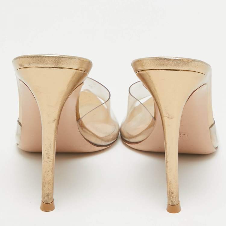 Pre Owned Gianvito Rossi Transparent PVC Elle Slide Sandals Size 37