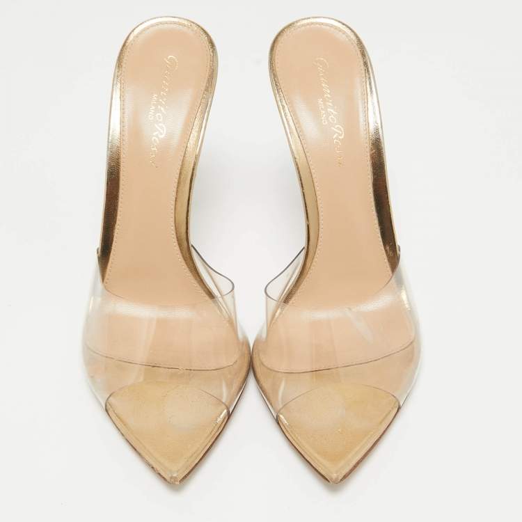 Pre Owned Gianvito Rossi Transparent PVC Elle Slide Sandals Size 37