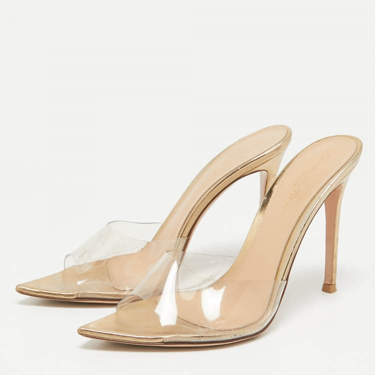 Pre Owned Gianvito Rossi Transparent PVC Elle Slide Sandals Size 37