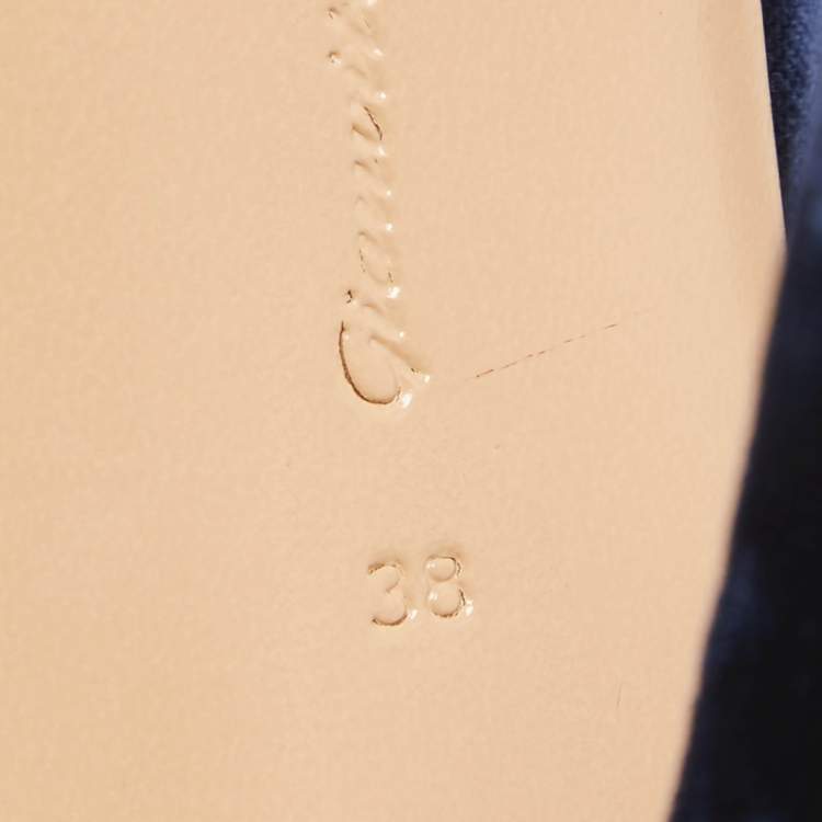 Pre Owned Gianvito Rossi Navy Blue Velvet Miral Booties Size 38