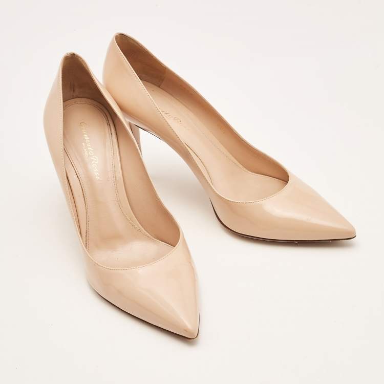 Pre Owned Gianvito Rossi Beige Patent Leather Gianvito  Pumps Size 38.5