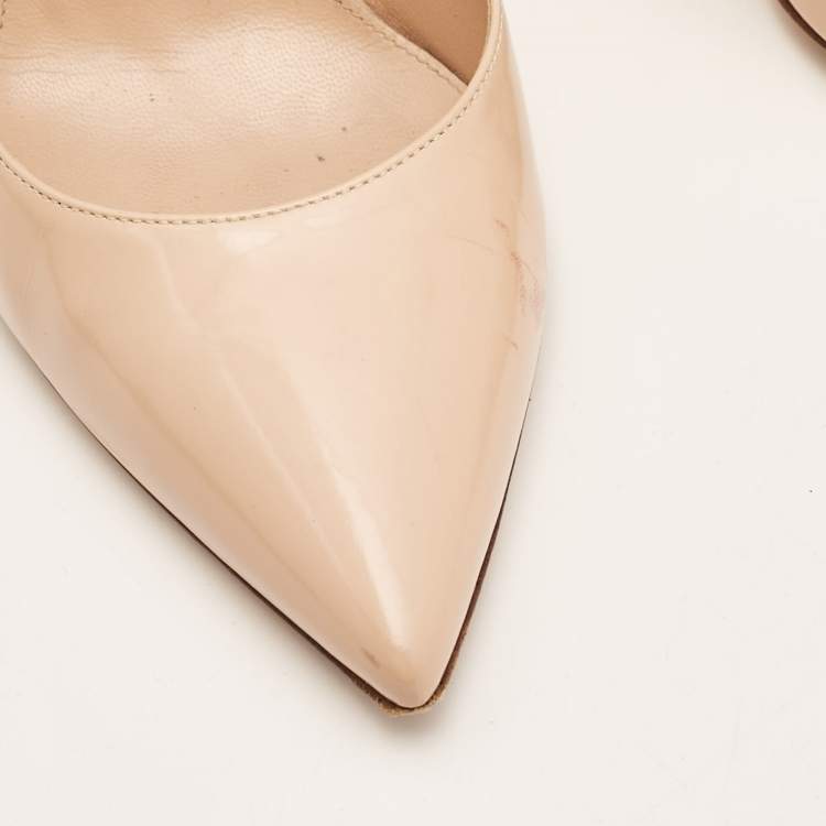 Pre Owned Gianvito Rossi Beige Patent Leather Gianvito  Pumps Size 38.5