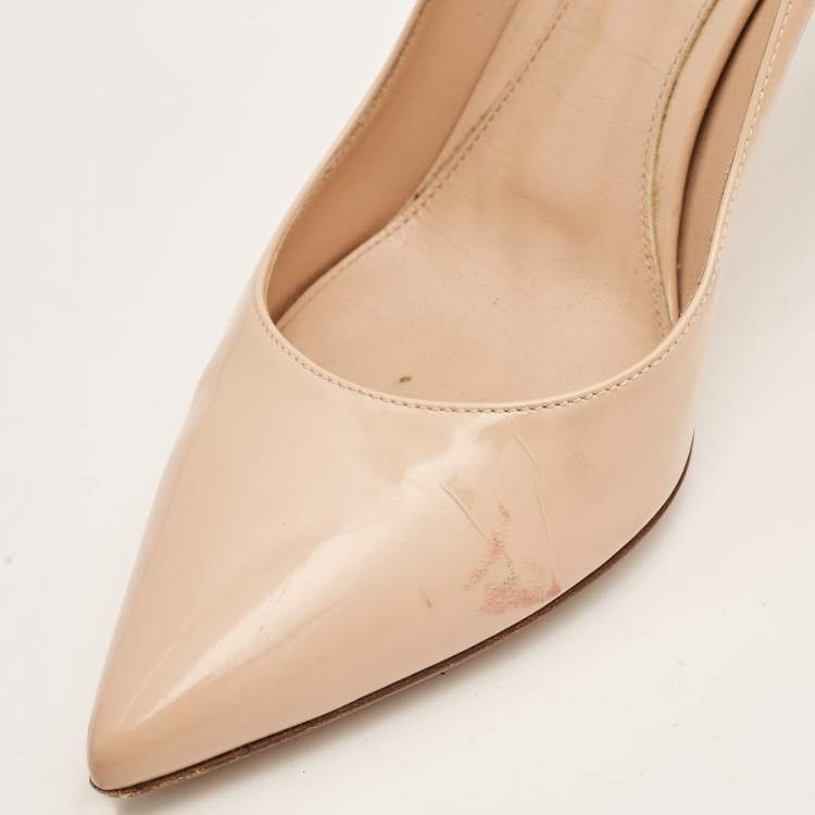 Pre Owned Gianvito Rossi Beige Patent Leather Gianvito  Pumps Size 38.5