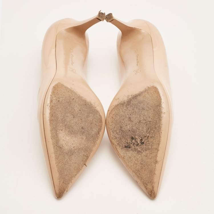 Pre Owned Gianvito Rossi Beige Patent Leather Gianvito  Pumps Size 38.5