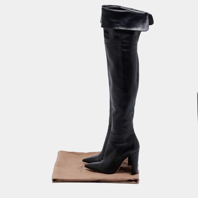 Pre Owned Gianvito Rossi Black Leather Knee Length Boots Size 37