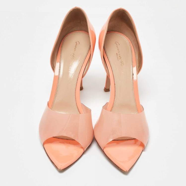 Pre Owned Gianvito Rossi Coral Orange PVC and Patent Leather Bree Pumps Size 40