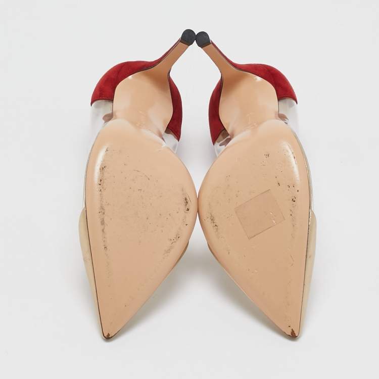 Pre Owned Gianvito Rossi Multicolor PVC and Suede Plexi Pumps Size 36