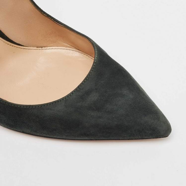 Pre Owned Gianvito Rossi Green Suede Gianvito Pointed Toe Pumps Size 40