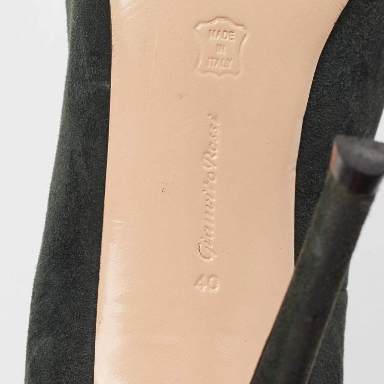 Pre Owned Gianvito Rossi Green Suede Gianvito Pointed Toe Pumps Size 40