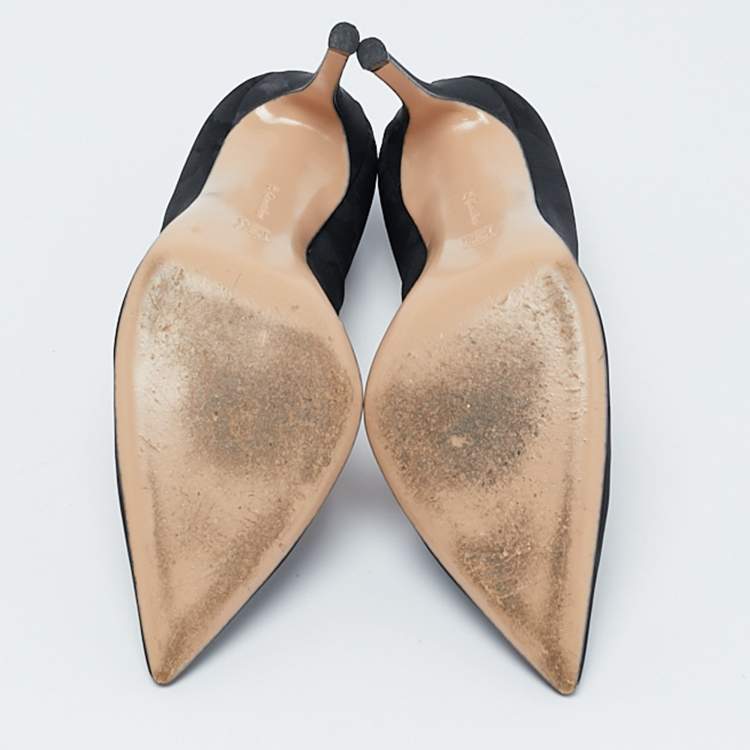 Pre Owned Gianvito Rossi Black Printed Fabric Gianvito Pumps Size 37