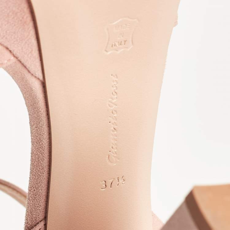 Pre Owned Gianvito Rossi Powder Pink Suede Ankle Strap Platform Sandals Size 37.5