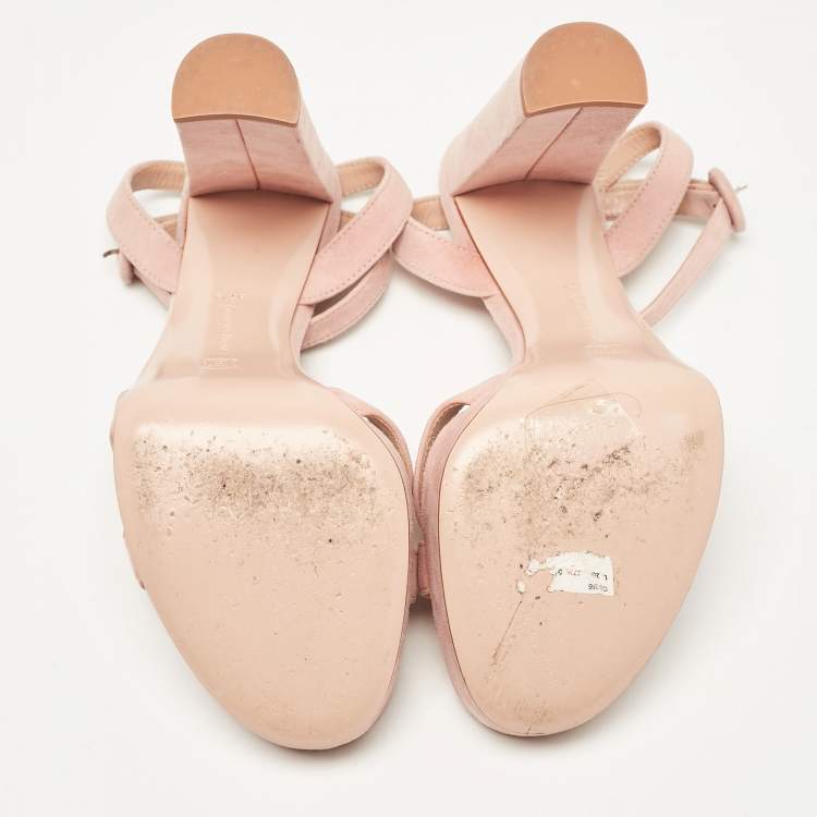 Pre Owned Gianvito Rossi Powder Pink Suede Ankle Strap Platform Sandals Size 37.5