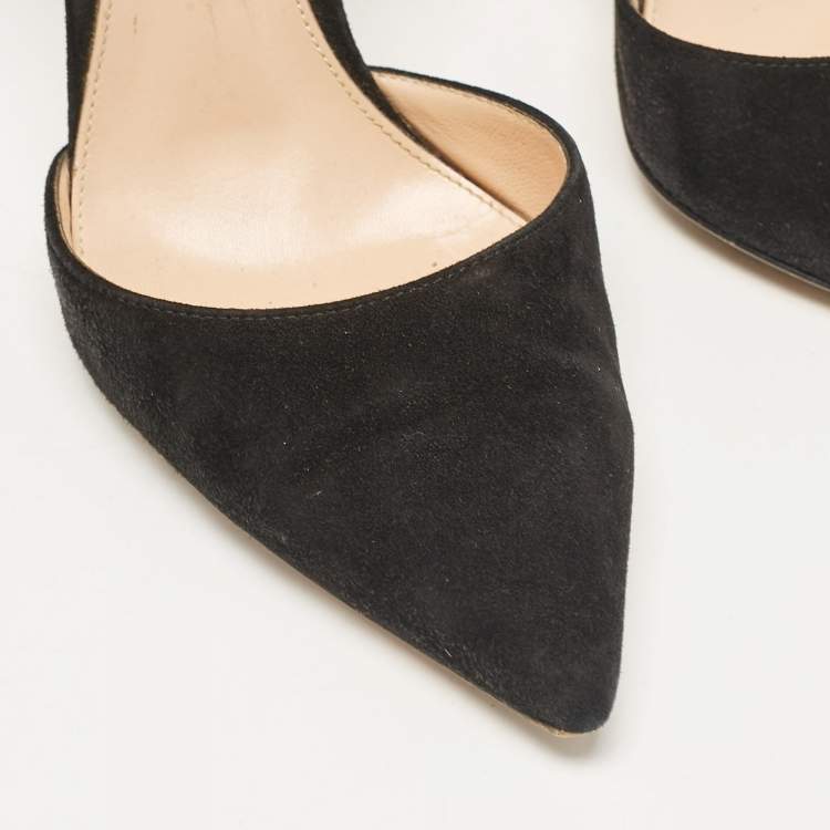 مملوكة مسبقًا Gianvito Rossi Black Suede Ankle Strap Pumps Size 37.5