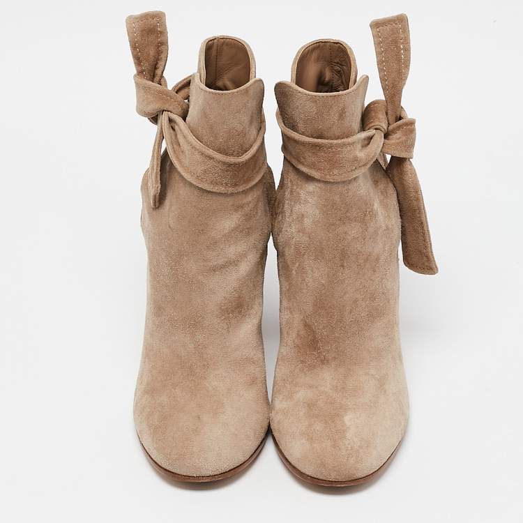 Pre Owned Gianvito Rossi Beige Suede Ankle Length Boots Size 38