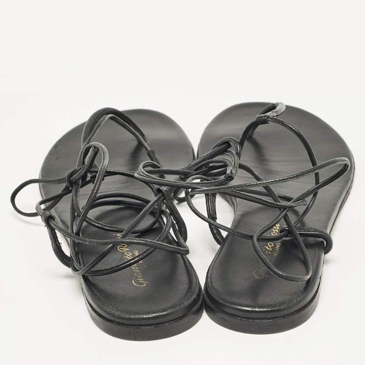 Pre Owned Gianvito Rossi Black Leather Gwyneth Thong Sandals Size 39.5