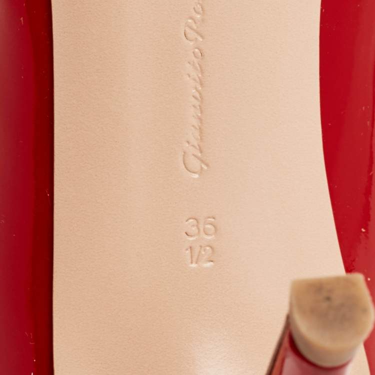 Pre Owned Gianvito Rossi Red Patent Leather Gianvito Pointed Toe Pumps Size 36.5