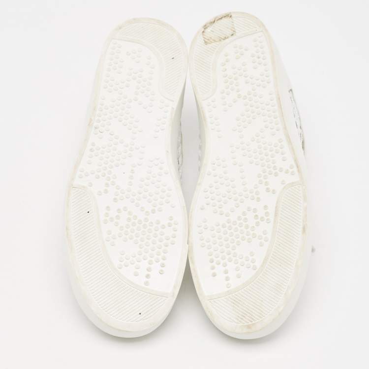 Pre Owned Gianvito Rossi White Leather and Fishnet Helena Sneakers Size 39
