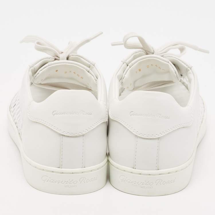 Pre Owned Gianvito Rossi White Leather and Fishnet Helena Sneakers Size 39
