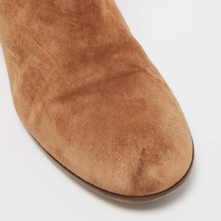 Pre Owned Gianvito Rossi Brown Suede Over The Knee Boots Size 38