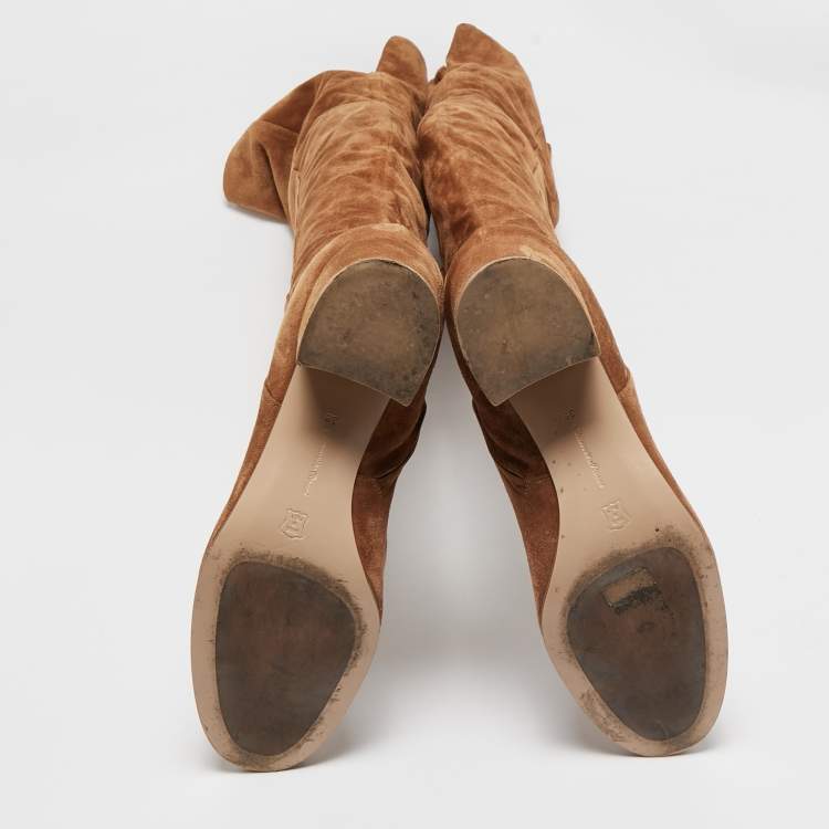 Pre Owned Gianvito Rossi Brown Suede Over The Knee Boots Size 38