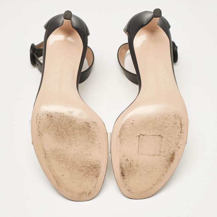 Pre Owned Gianvito Rossi Black Leather and PVC Stella Ankle Strap Sandals Size 39