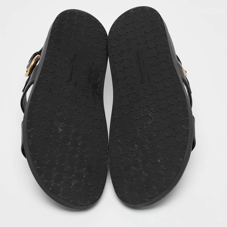 Pre Owned Gianvito Rossi Black Leather Bilbao Sandals Size 39